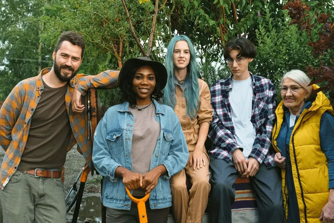 a group of volunteers posing for a photo