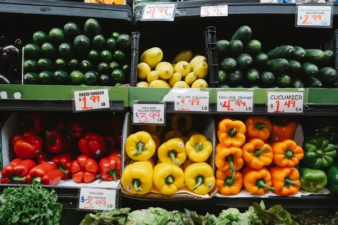 a stall full of fresh veggies